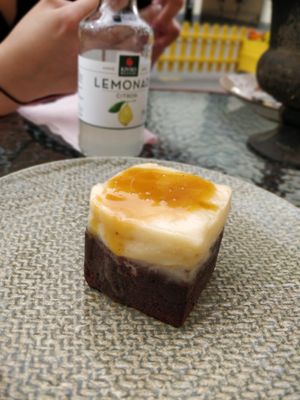 Amazing chocolate brownie with karamel butter! at Vegano's in Uppsala