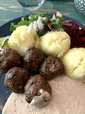 Delicious meatballs! at Vegano's in Uppsala