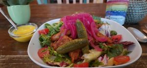 Salad at Vegano's in Uppsala