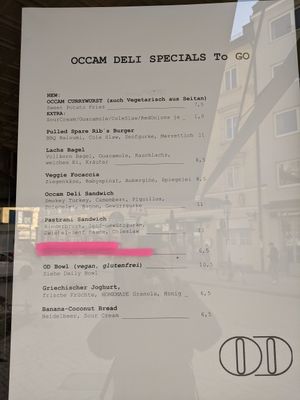To Go Menu at Occam Deli in Munich