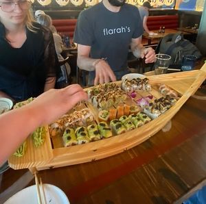 Big vegan sushi boat  at Blue Sushi Sake Grill in Des Moines