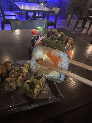 up in smoke  at Blue Sushi Sake Grill in Des Moines