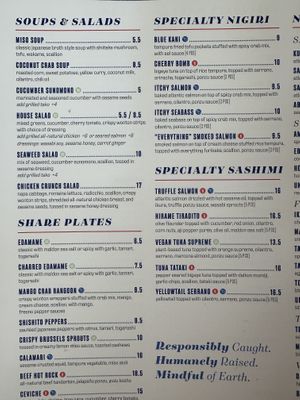Menu  at Blue Sushi Sake Grill in Des Moines