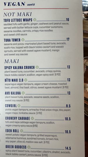 Menu  at Blue Sushi Sake Grill in Des Moines