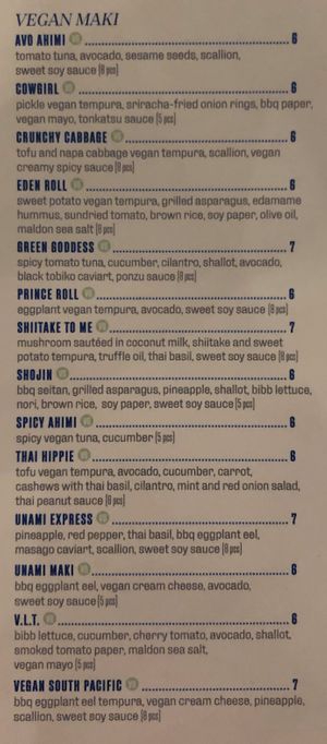 Vegan Rolls - Happy Hour menu at Blue Sushi Sake Grill in Des Moines