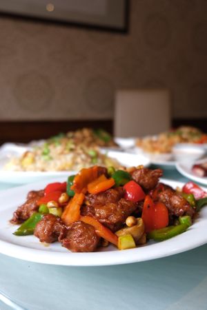 Kong Pao vegan chicken at Full Moon Garden in Amsterdam