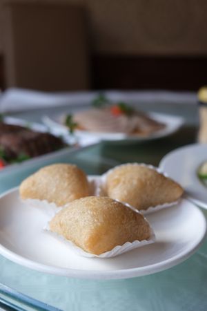 Vegan glutinous rice dumpling filled with mushroom & veggies at Full Moon Garden in Amsterdam