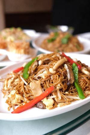 Vegetarian noodles with 3 types of mushroom
 at Full Moon Garden in Amsterdam