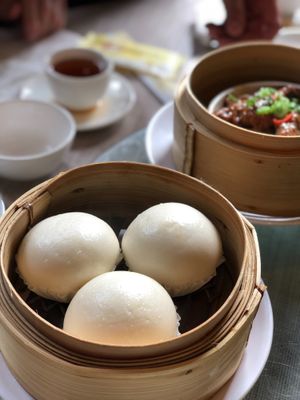 Salted egg yolk custard bun (vegetarian) at Full Moon Garden in Amsterdam