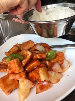 Sweet sour tofu - vegan at Full Moon Garden in Amsterdam