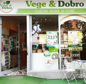 Front of the store at Vege & Dobro  in Ljubljana