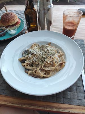 Tagliatelle carbonara at Mundo Vegan - Vegan World in Funchal