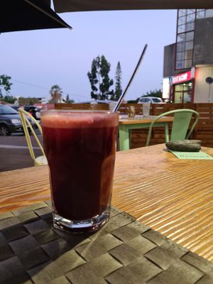 Orange, beet and ginger juice at Mundo Vegan - Vegan World in Funchal