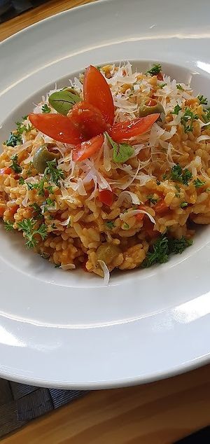 delicious huge risotto at Mundo Vegan - Vegan World in Funchal