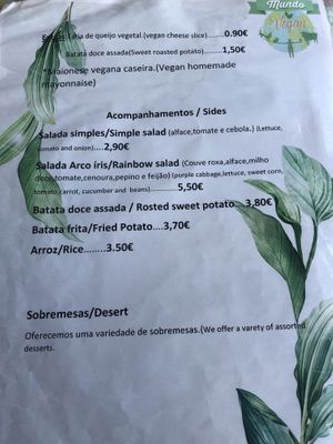 Menu part 4  at Mundo Vegan - Vegan World in Funchal