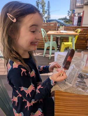 One happy ice cream eater at Mundo Vegan - Vegan World in Funchal