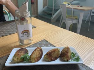Delicious Bicalhau Cakes 💚 at Mundo Vegan - Vegan World in Funchal