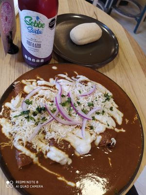 Enchiladas enmoladas de tinga at Pali Pali del Valle in Mexico City