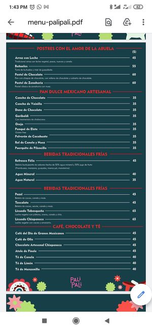 Menú 06/21 at Pali Pali del Valle in Mexico City