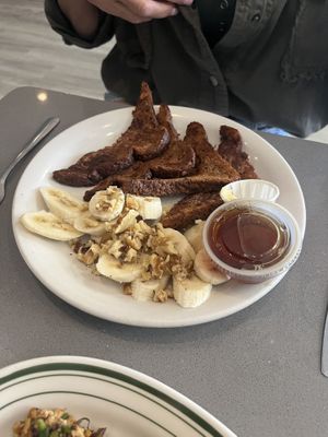 french toast also with bananas & walnuts   at The Manatee Cafe in St Augustine