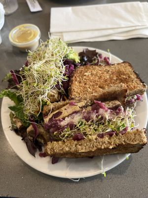 Vegan tofu Reuben w/ salad and nutritional yeast dressing  at The Manatee Cafe in St Augustine
