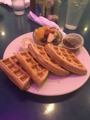 Vegan waffles with fruit at The Manatee Cafe in St Augustine