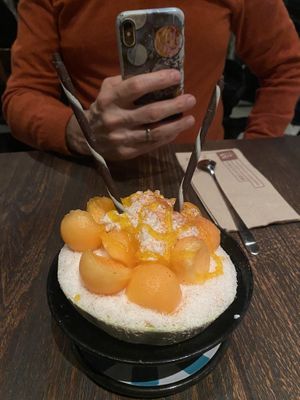 honey melon with shaved ice and vegan cream  at Miss Miu - Europaallee in Zurich