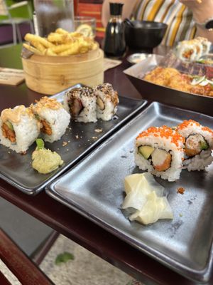 Vegan california rolls, oyster mushroom and vegan shrimp rolls  at Miss Miu - Europaallee in Zurich