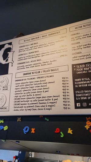 Menu at Deig Bakery in Reykjavik