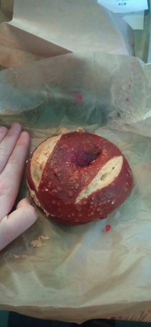 Pretzel bread, PB&J filling at Deig Bakery in Reykjavik