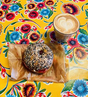 PB&J on everything bagel  at Deig Bakery in Reykjavik