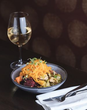 Roasted Root Vegetable & Quinoa Bowl at Harvest Seasonal Grill & Wine Bar in Newtown