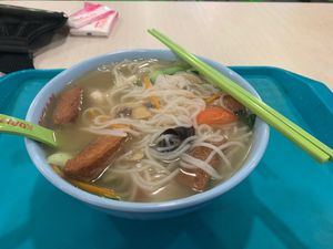 Vegetarian mock fish noodles  at e Veg 益素食 - NorthPoint           in North Singapore