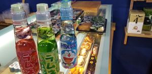 Strange drinks with toys. at Gokan Sushi in Bilbao