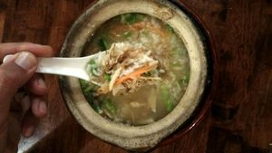 veggie chicken porridge  at Leaf Vegetarian in Kuantan