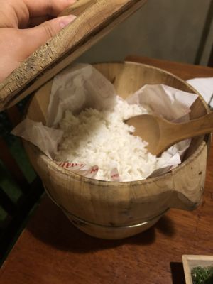 Big pot of rice instead of four small servings at Leaf Vegetarian in Kuantan