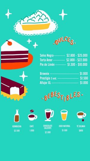 Carta: Dulces y bebestibles at Club Vegan in Concepcion