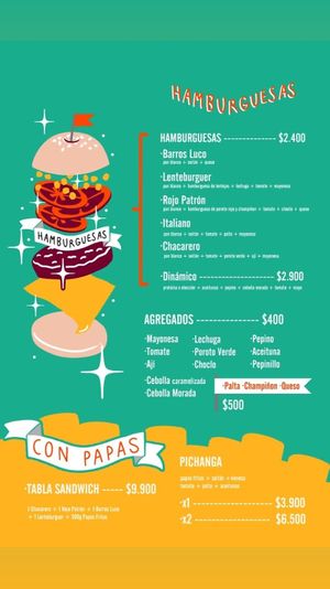 Carta: Hamburguesa y Papas at Club Vegan in Concepcion