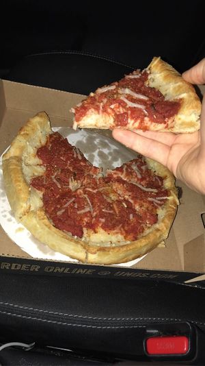 Vegan Deep Dish Pizza (must special request as of February 2020). at UNO Pizzeria in Conshohocken