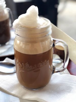 Almond cappuccino at Green Peas in Culver City