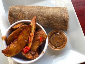 Breakfast burrito  at Green Peas in Culver City