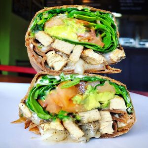 Vegan Habanero Chick’n Wrap at Green Peas in Culver City