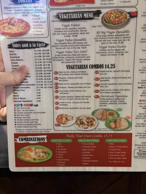 Vegetarian Menu, and create your own combo. Many choices can be made vegan.   at El Cazador in Carolina Beach