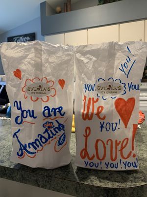 Our “to go” bags... spreading positivity! at Sylwia's Ice Cream in Cape Coral