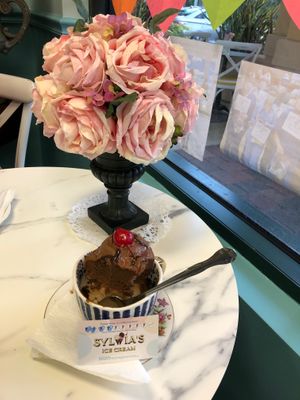 Dairy free chocolate peanut butter sundae.   at Sylwia's Ice Cream in Cape Coral