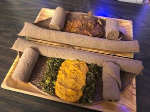 Stewed kale and chickpea at Nile Vegan in Columbus