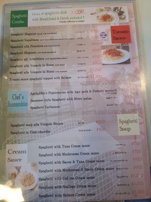 English menu at Emerald in Nago