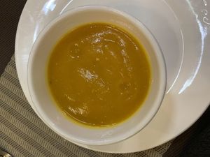 Pumpkin soup at Terminus in Lao Cai