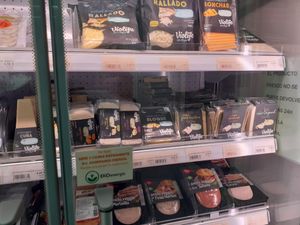 Hams and cheese at Ecorganic Ecomarket in Valencia