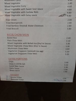 Vegan menu at Tim Tim in Shrewsbury